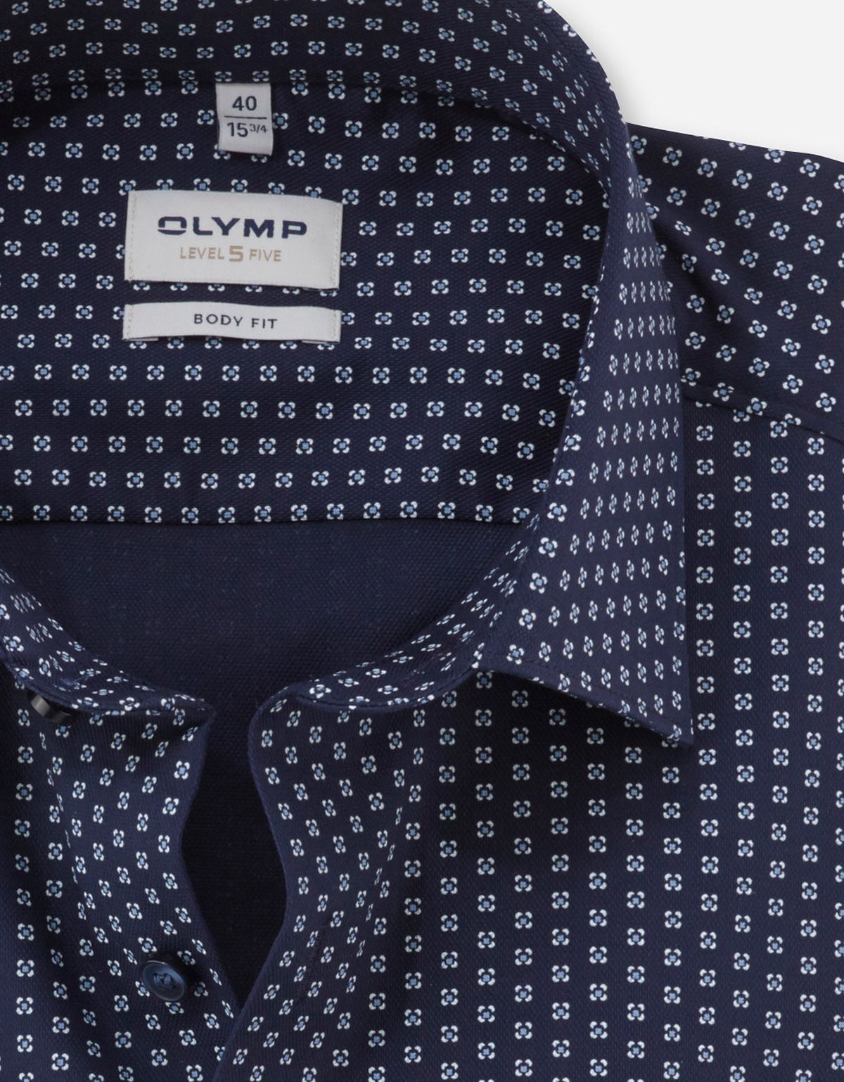 Рубашка мужская с белым принтом OLYMP, body fit на высокий рост | купить в интернет-магазине Olymp-Men