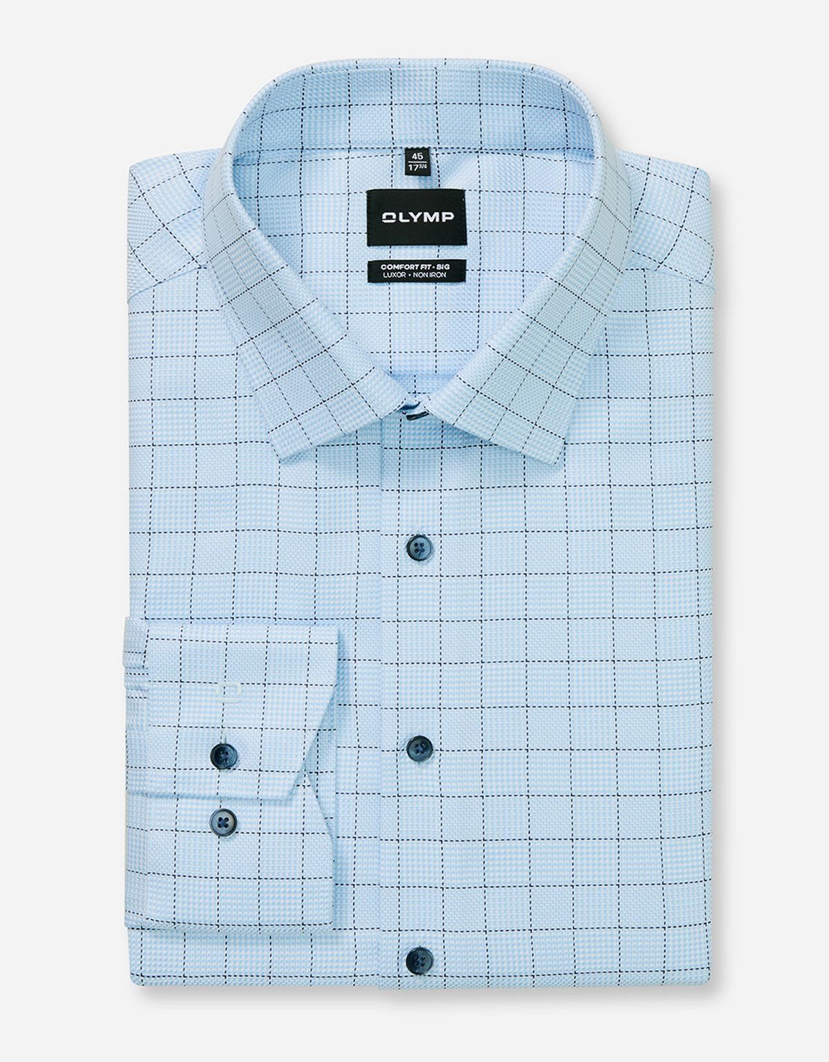 Рубашка голубая в клетку Olymp Luxor Big, прямой крой | купить в интернет-магазине Olymp-Men