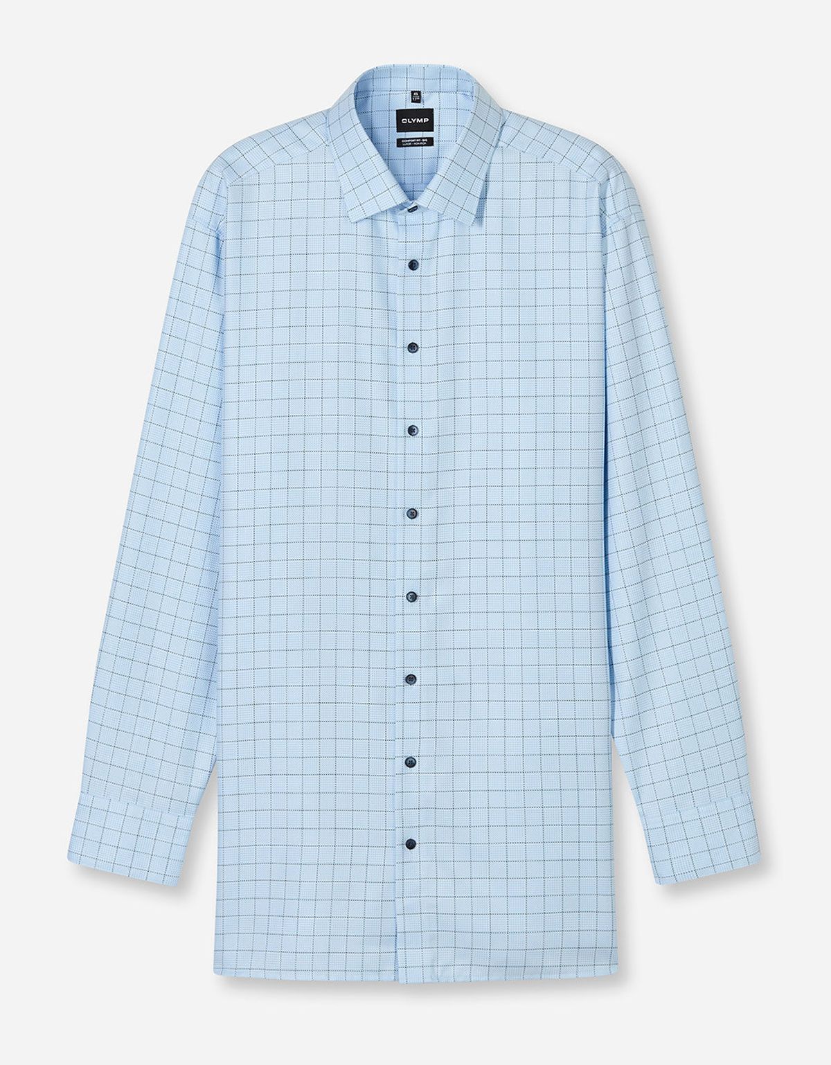 Рубашка голубая в клетку Olymp Luxor Big, прямой крой | купить в интернет-магазине Olymp-Men