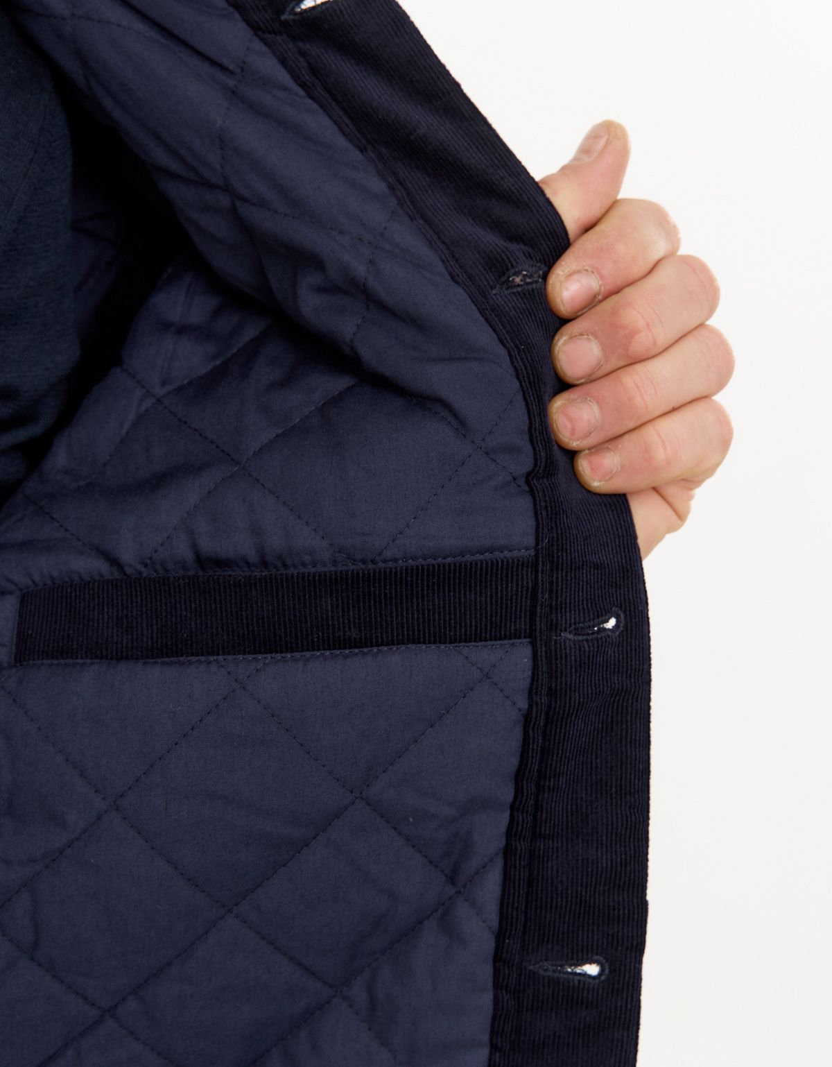 Куртка вельветовая мужская синяя с белым воротником Fynch-Hatton | купить в интернет-магазине Olymp-Men