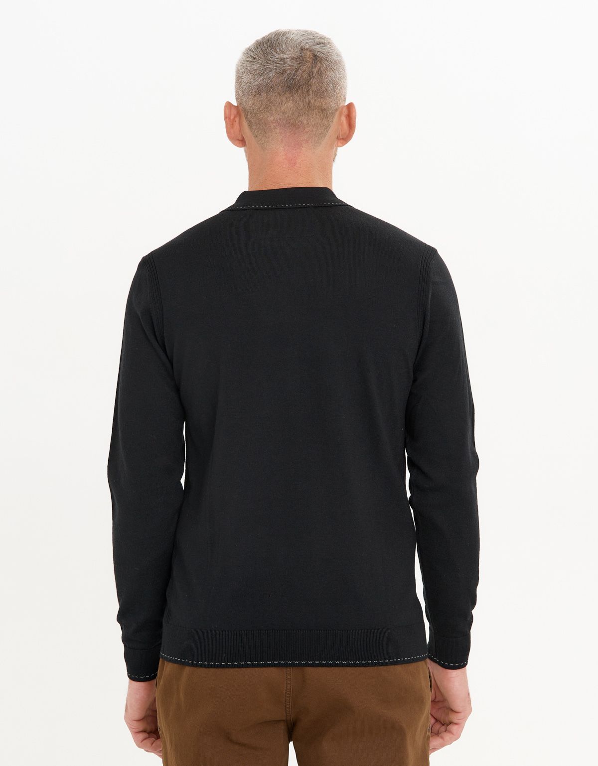 Поло чёрное с длинным рукавом Gratude на молнии | купить в интернет-магазине Olymp-Men