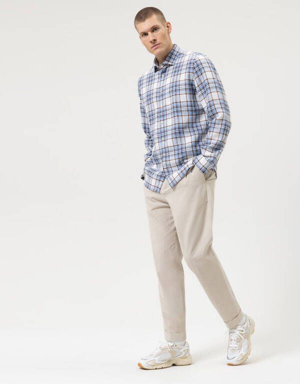 Льняная рубашка в клетку мужская OLYMP, body fit | купить в интернет-магазине Olymp-Men