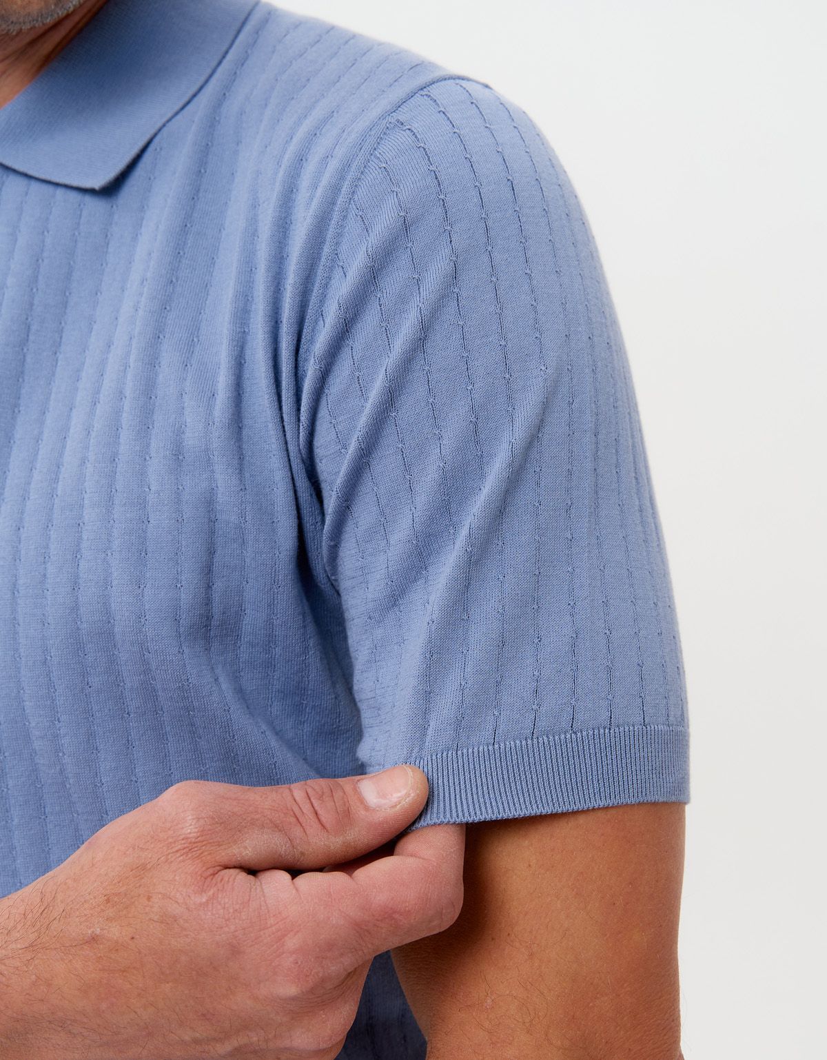 Поло мужское вязаное голубое на молнии Gtatude | купить в интернет-магазине Olymp-Men