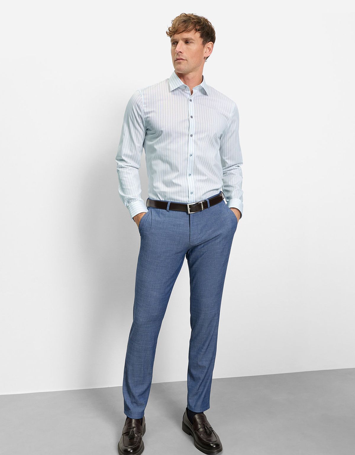 Сорочка классическая в полоску OLYMP супер слим | купить в интернет-магазине Olymp-Men