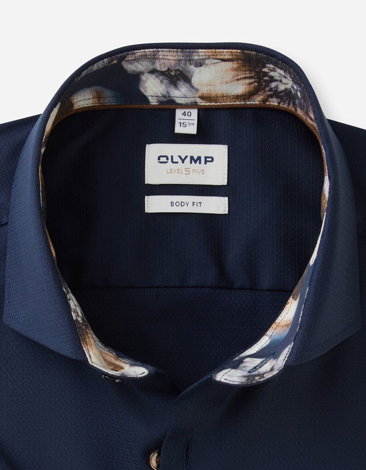 Рубашка мужская синяя с коротким рукавом OLYMP, body fit