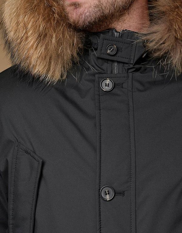 Куртка-пуховик мужская стеганая Bazioni, капюшон с мехом енота | купить в интернет-магазине Olymp-Men