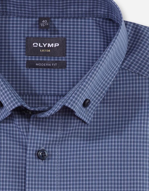 Рубашка мужская в клетку OLYMP Luxor, modern fit, пуговицы на воротнике | купить в интернет-магазине Olymp-Men