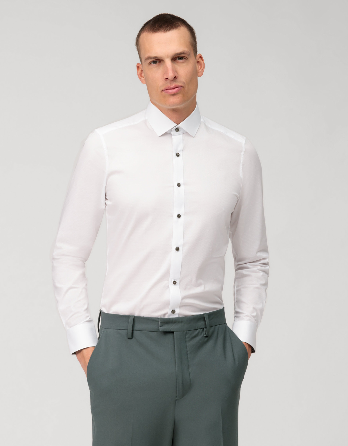 Рубашка белая мужская OLYMP Level Five, body fit[Белый]