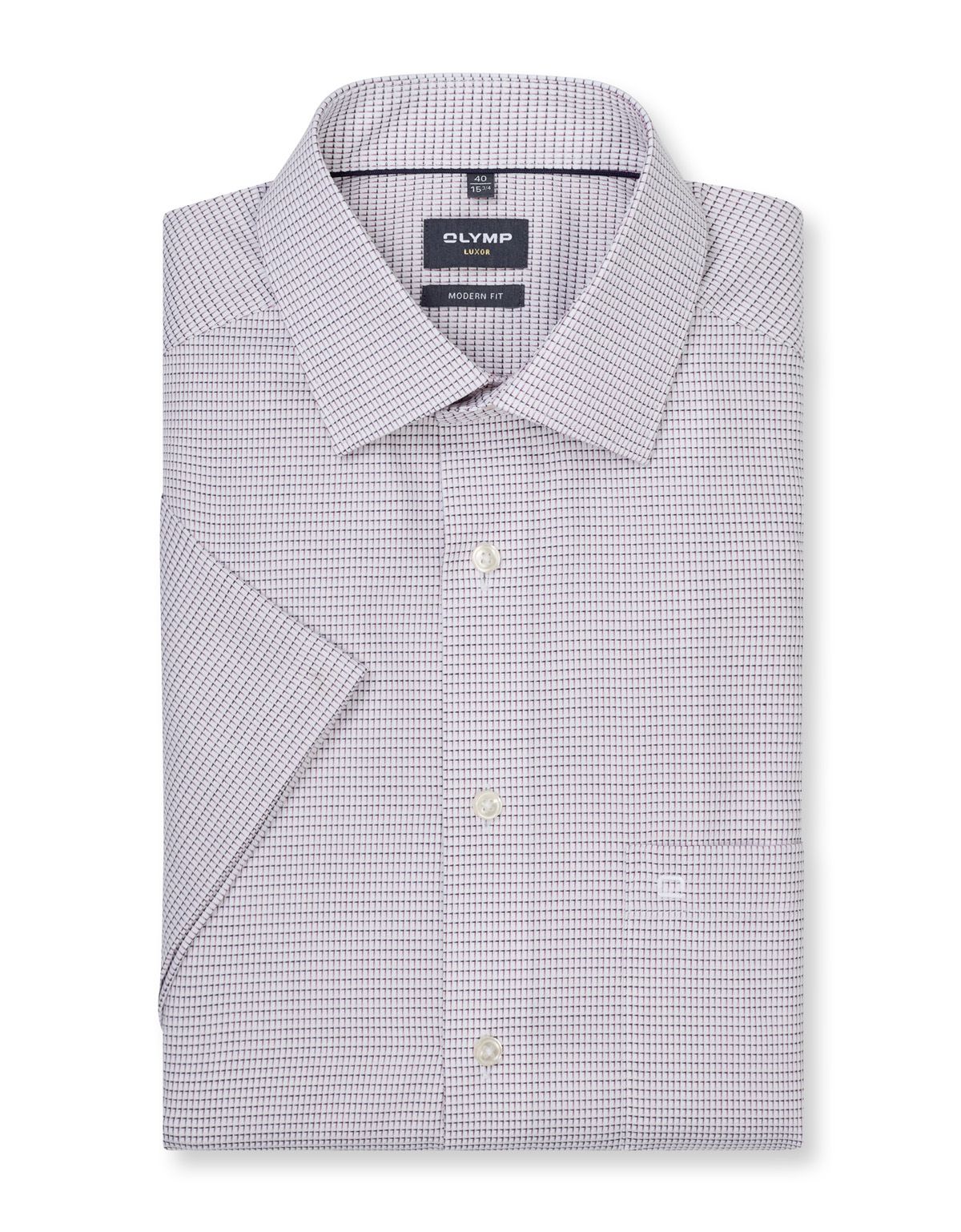 Рубашка с бордовым принтом Olymp, модерн фит[БОРДОВЫЙ]