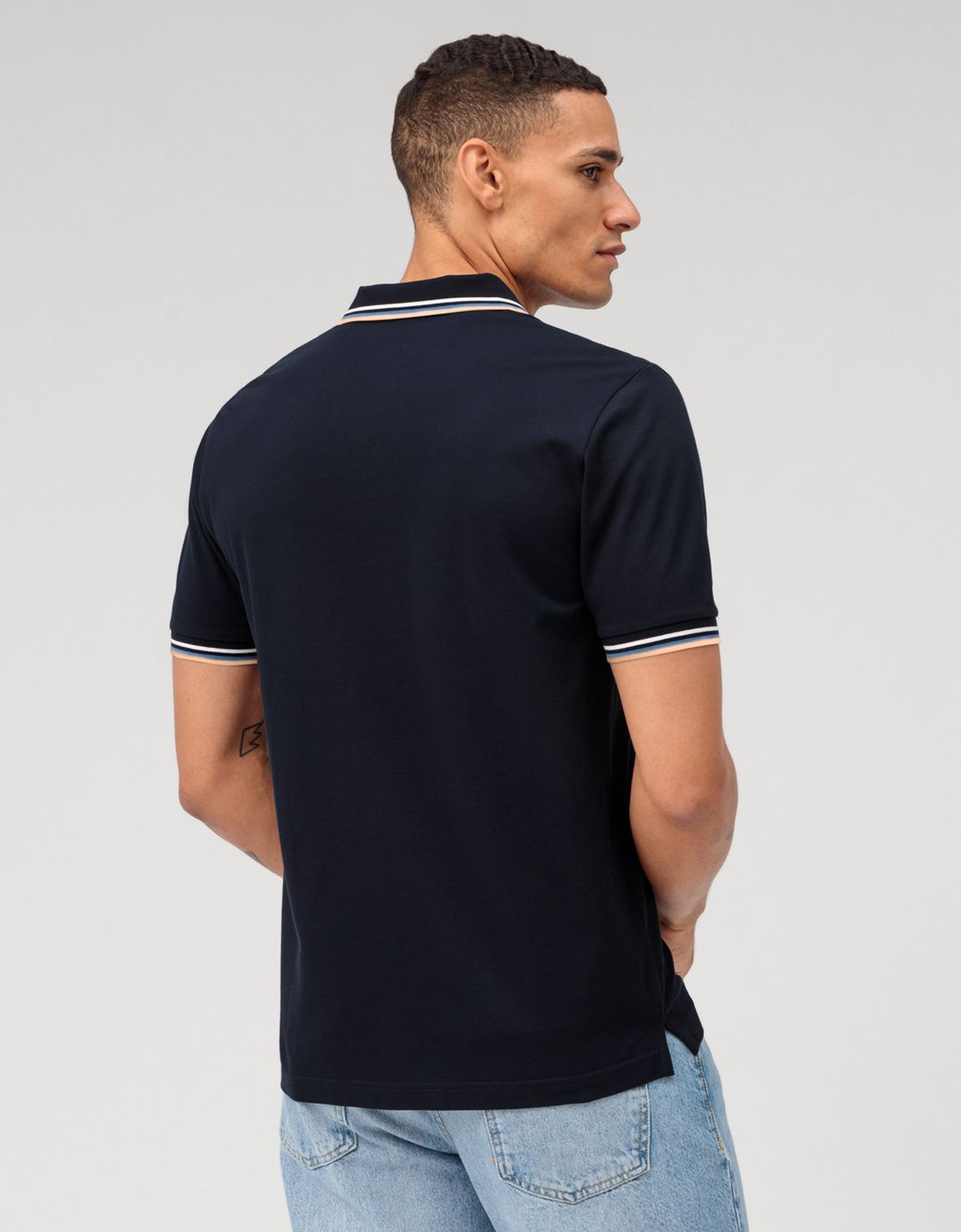 Поло синее Olymp с полосками на воротнике | купить в интернет-магазине Olymp-Men