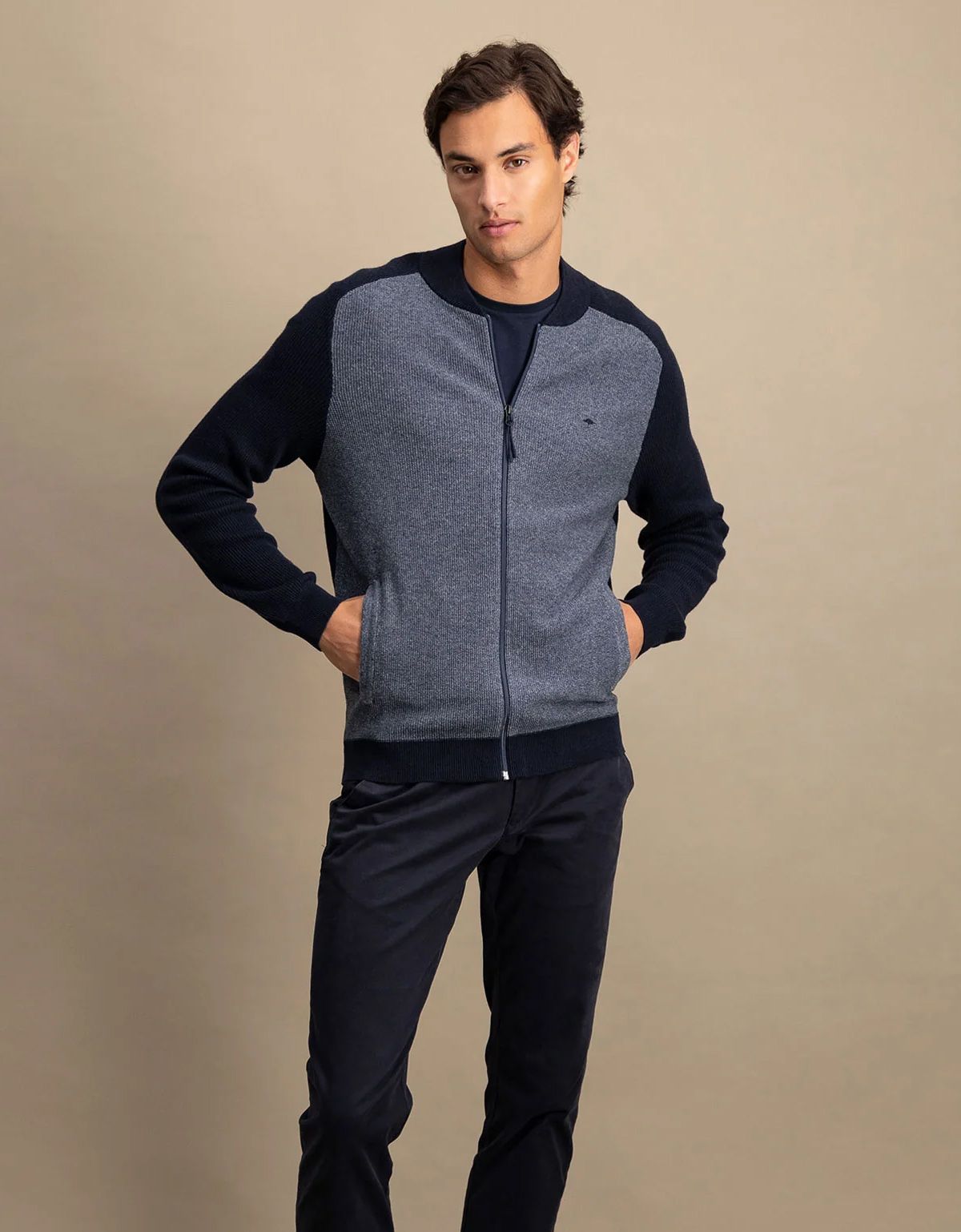 Кардиган двухцветный на молнии Fynch-Hatton | купить в интернет-магазине Olymp-Men