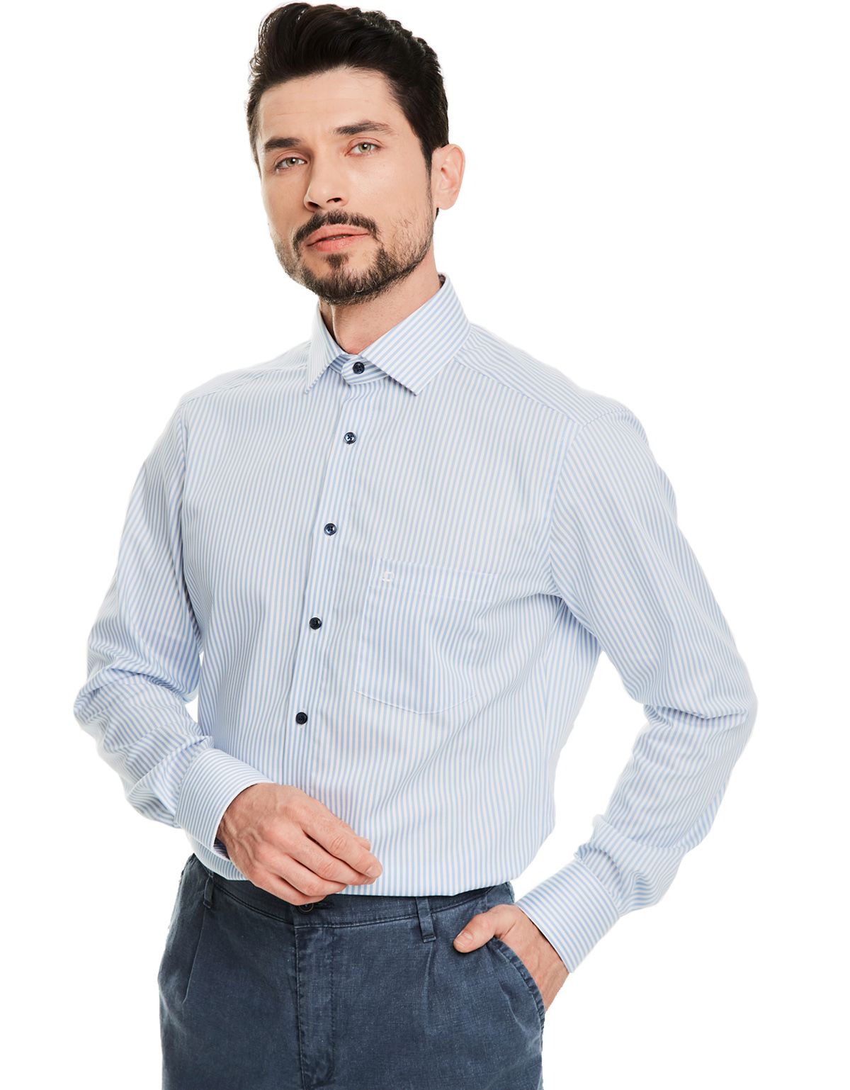 Рубашка мужская с длинным рукавом классическая OLYMP Luxor, modern fit[ГОЛУБОЙ]