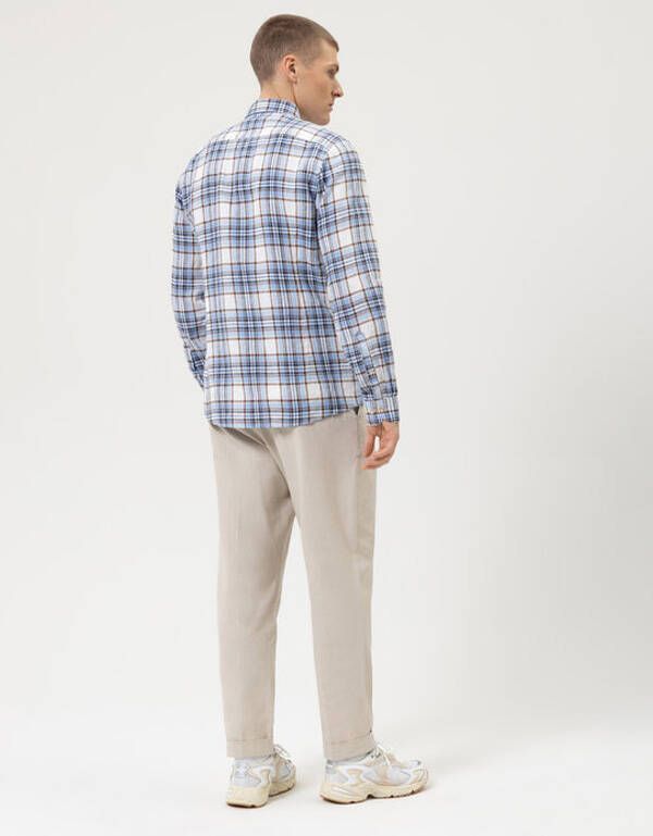 Льняная рубашка в клетку мужская OLYMP, body fit | купить в интернет-магазине Olymp-Men