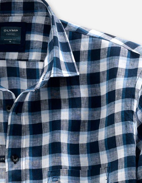 Льняная рубашка мужская в клетку OLYMP Casual | купить в интернет-магазине Olymp-Men
