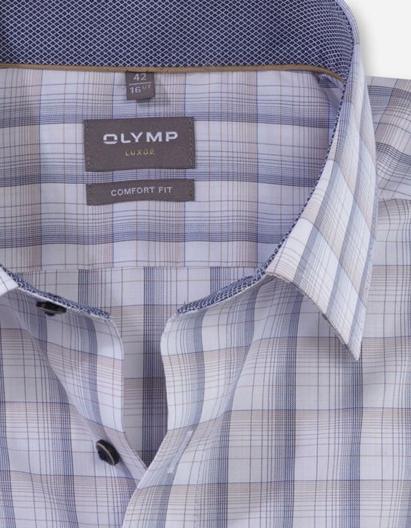 Рубашка мужская в коричневую клетку OLYMP Luxor, прямой крой | купить в интернет-магазине Olymp-Men