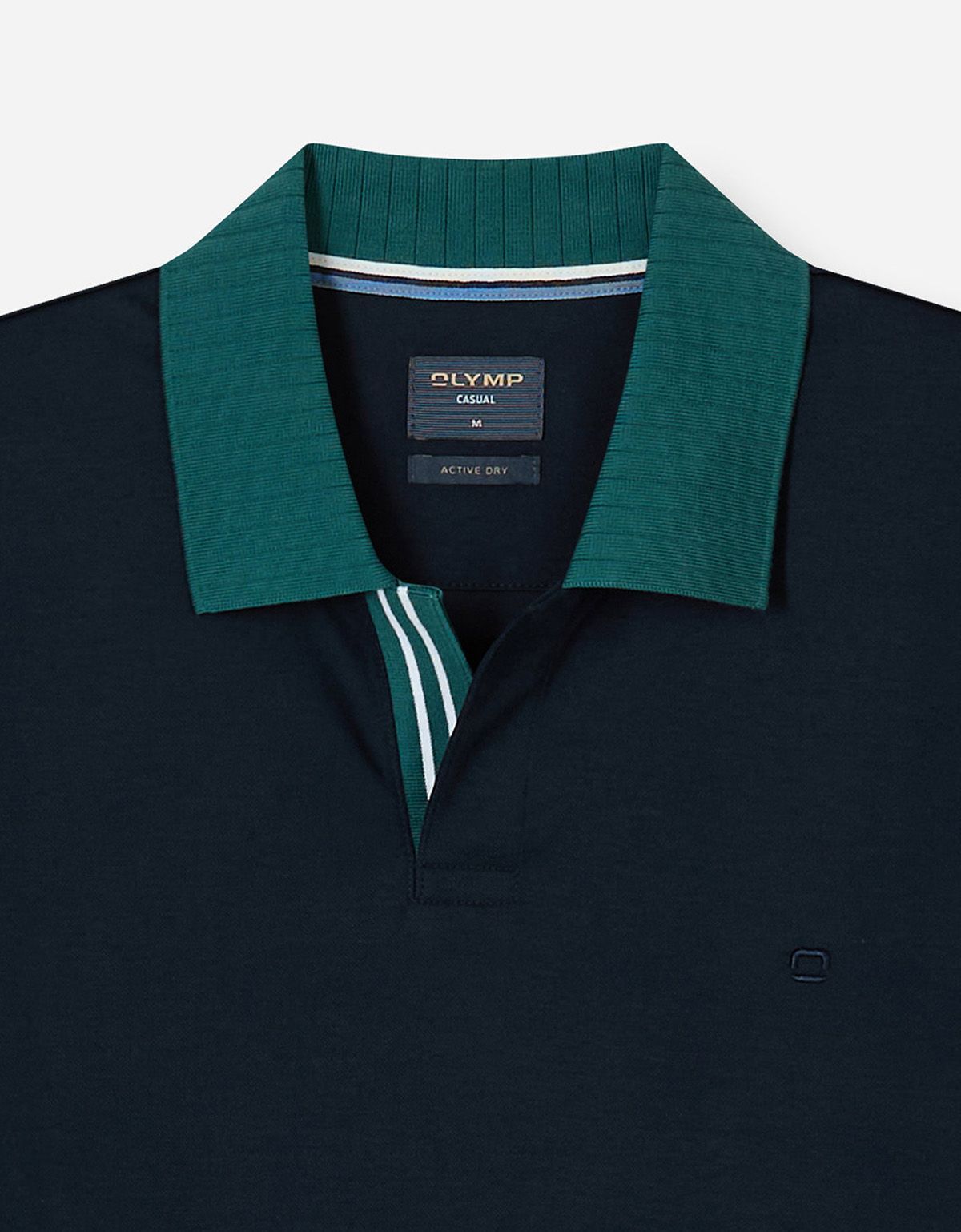 Поло мужское синее с зелёным воротником Olymp | купить в интернет-магазине Olymp-Men