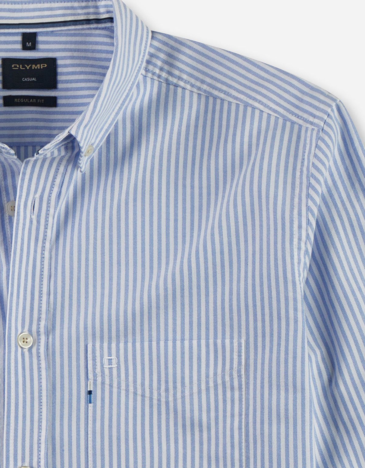 Рубашка мужская в голубую полоску OLYMP, пуговицы на воротнике | купить в интернет-магазине Olymp-Men