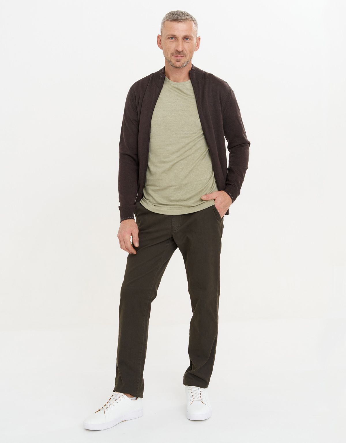 Кардиган коричневый мужской Gratude на молнии | купить в интернет-магазине Olymp-Men