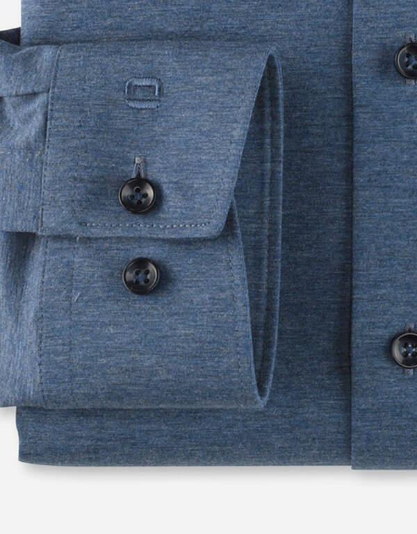Трикотажная синяя рубашка OLYMP 24/7, modern fit | купить в интернет-магазине Olymp-Men