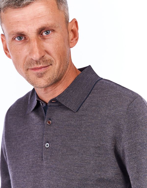 Поло мужское с длинным рукавом на пуговицах Gratude из шерсти | купить в интернет-магазине Olymp-Men