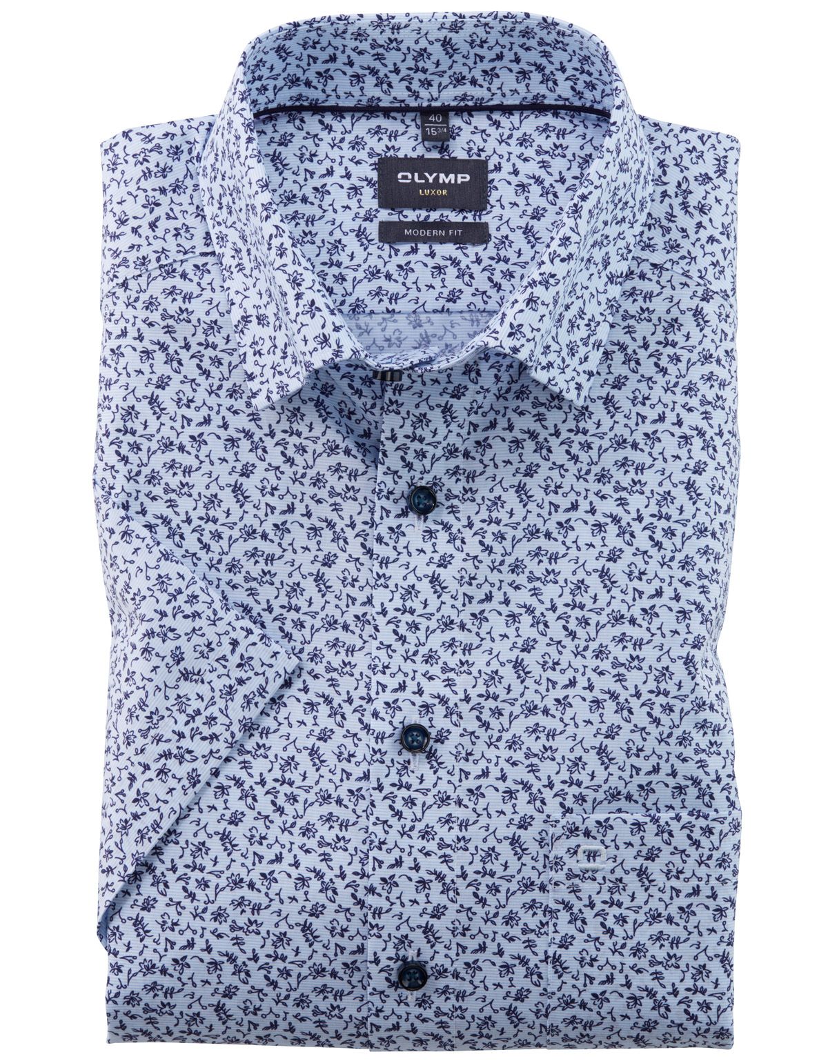 Рубашка мужская с цветочным рисунком OLYMP Luxor, modern fit[Голубой]
