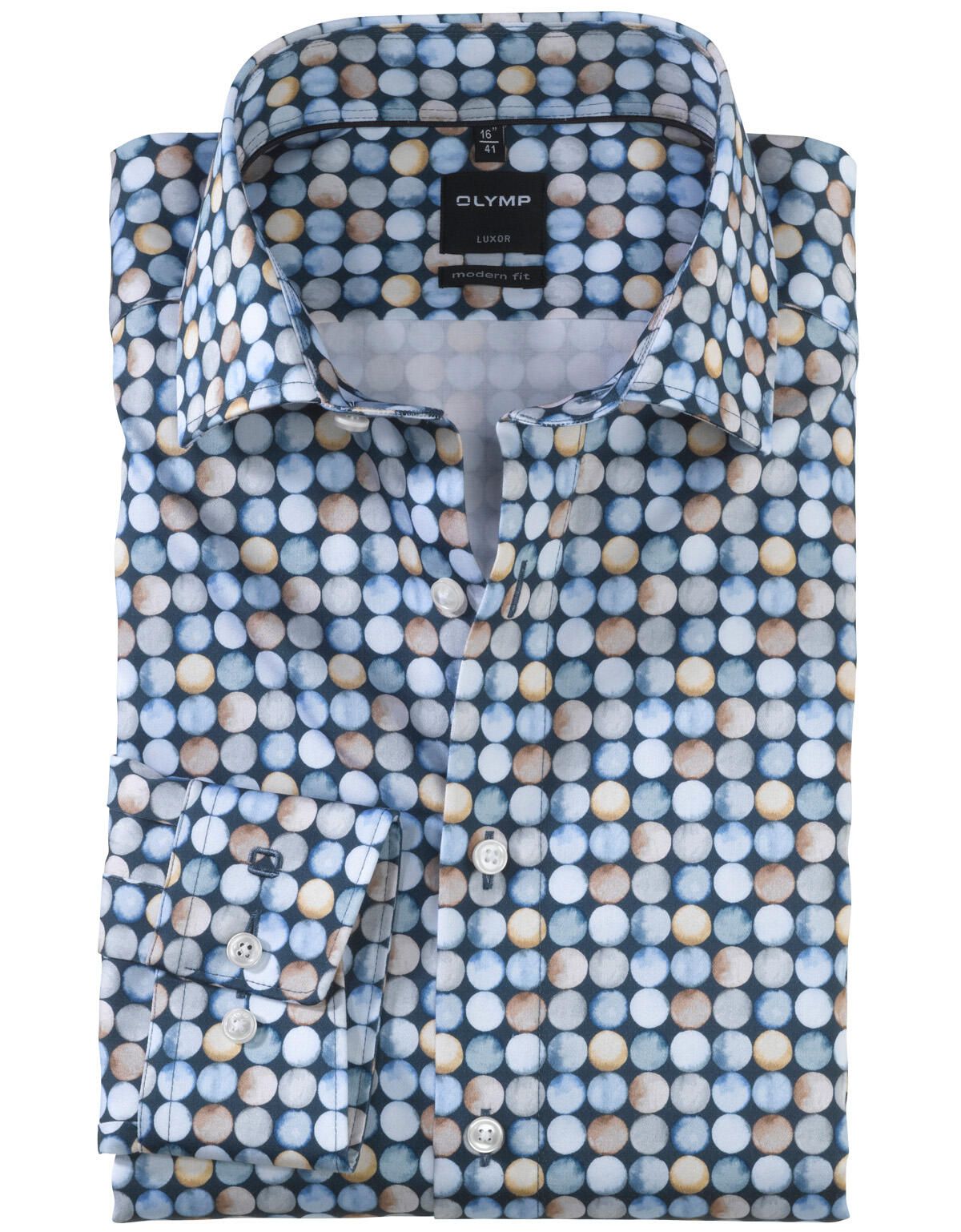 Рубашка мужская OLYMP Luxor, modern fit с принтом[Синий]