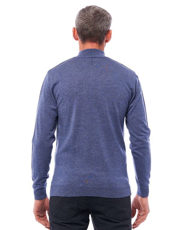 Свитер мужской голубой на молнии Gratude из тонкой шерсти | купить в интернет-магазине Olymp-Men