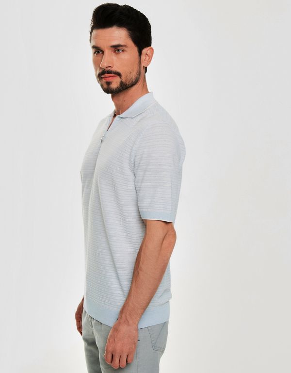 Поло мужское голубое на молнии Gratude | купить в интернет-магазине Olymp-Men