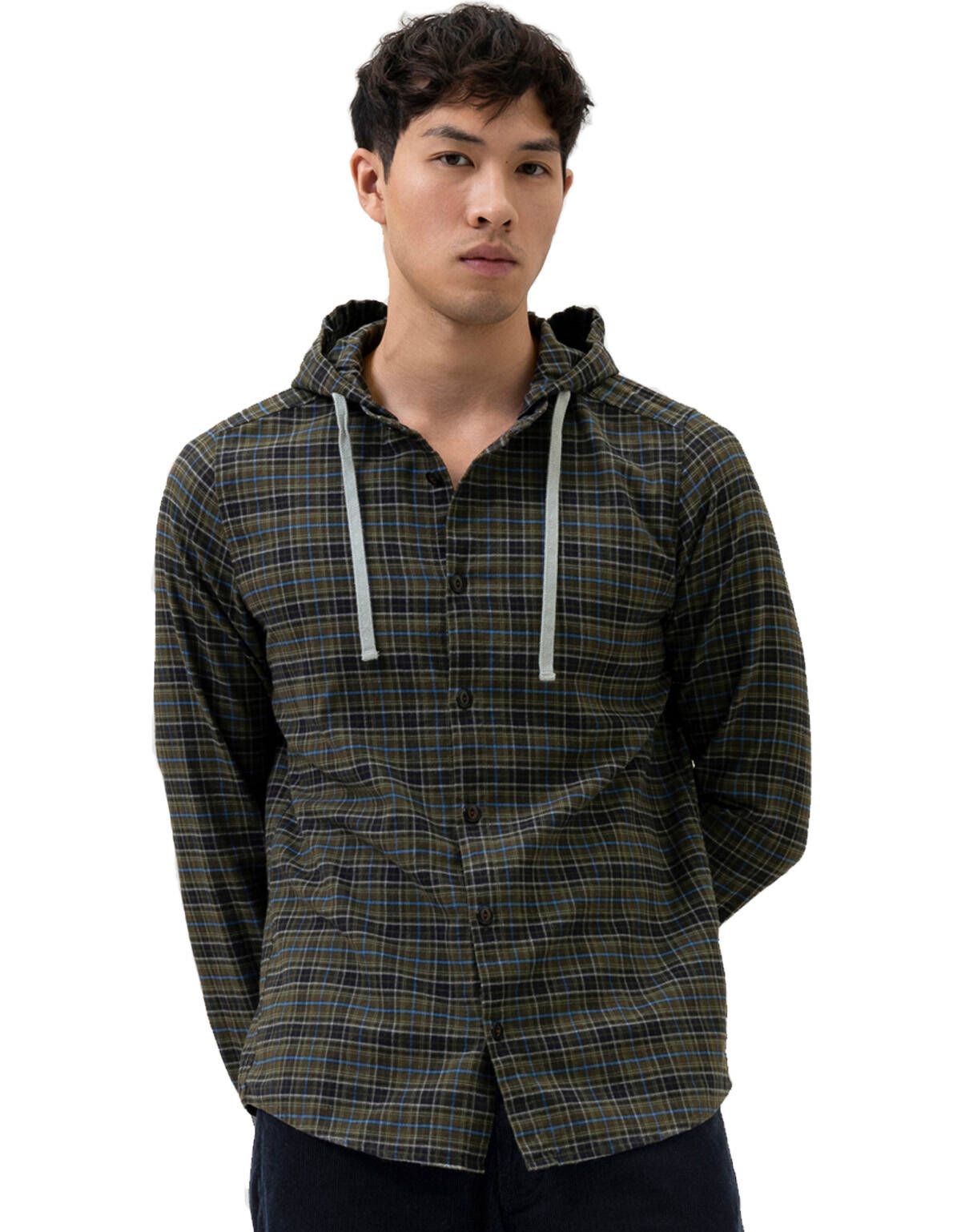 Рубашка overshirt OLYMP с капюшоном, body fit[Зеленый]