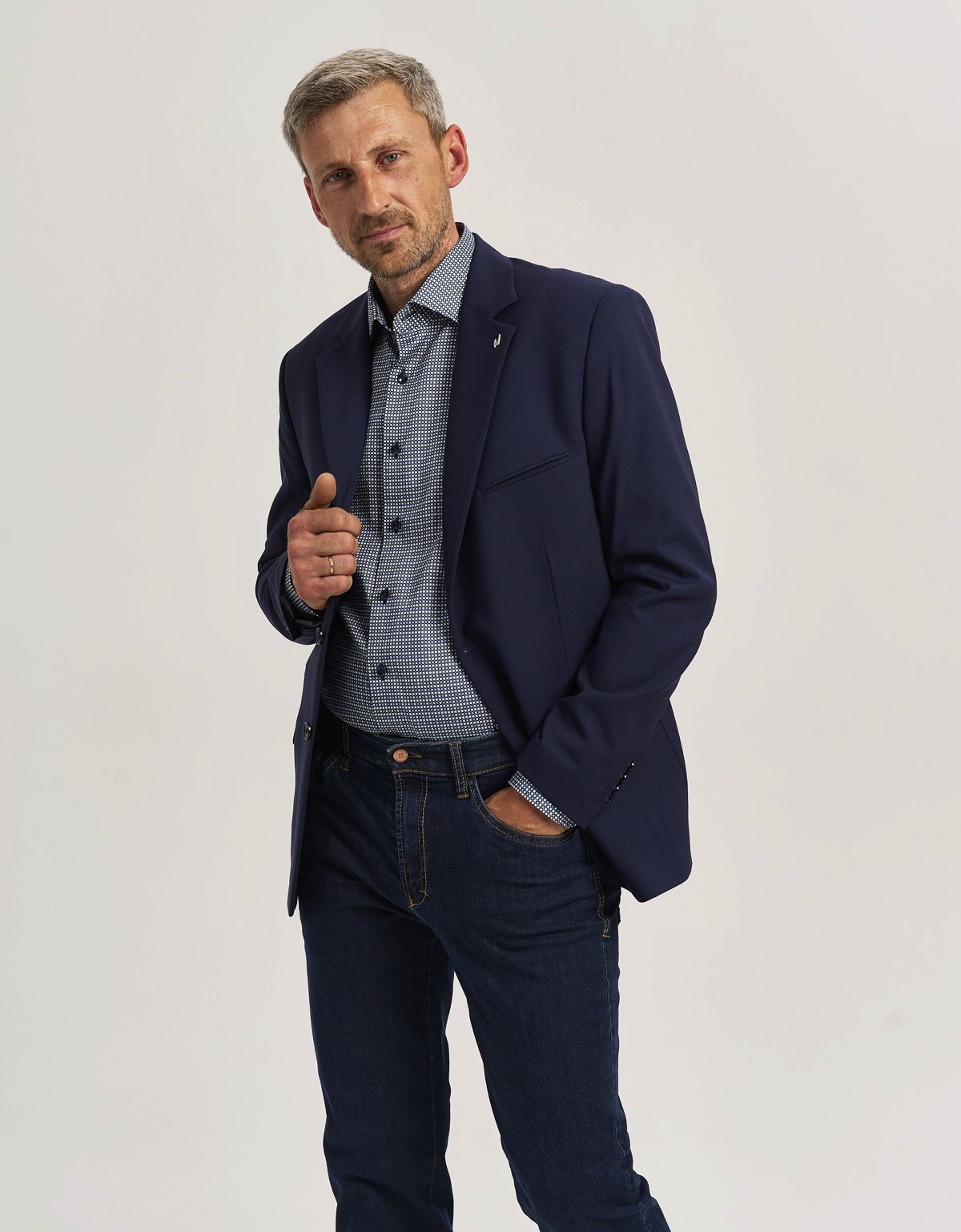 Рубашка мужская Olymp Signature синяя с рисунком