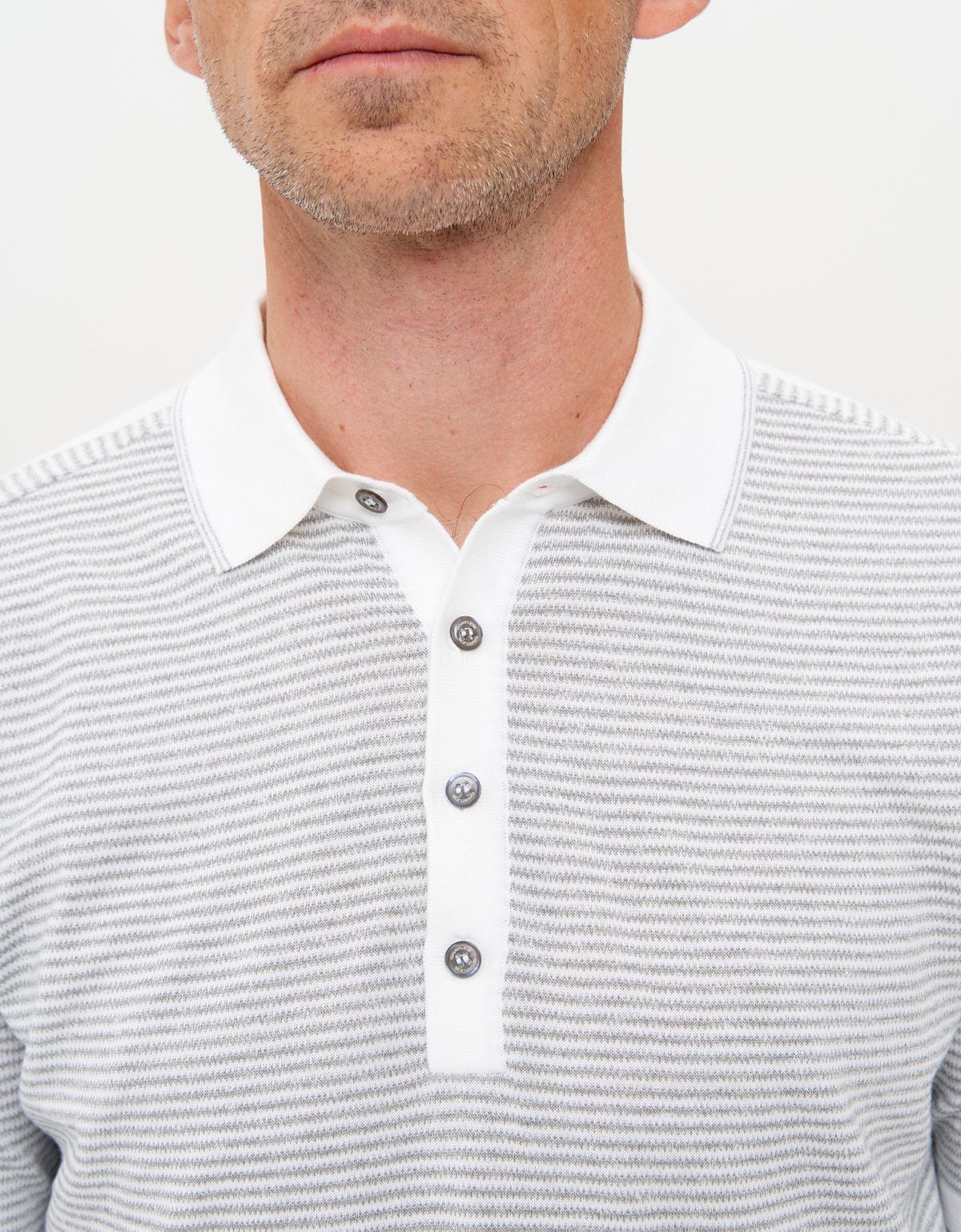Поло мужское в серую полоску на пуговицах Gtatude | купить в интернет-магазине Olymp-Men