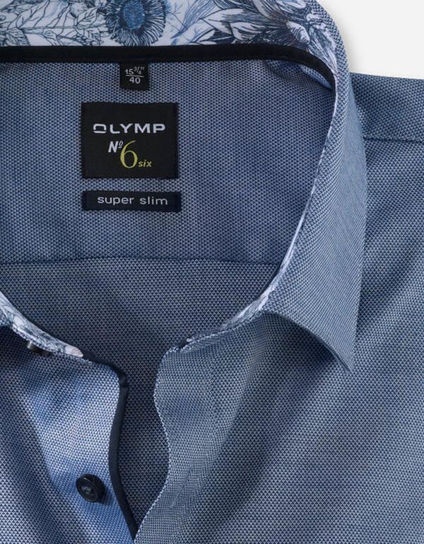 Рубашка синяя OLYMP, ткань фактурная, супер слим | купить в интернет-магазине Olymp-Men