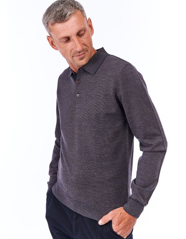 Поло мужское с длинным рукавом на пуговицах Gratude из шерсти | купить в интернет-магазине Olymp-Men