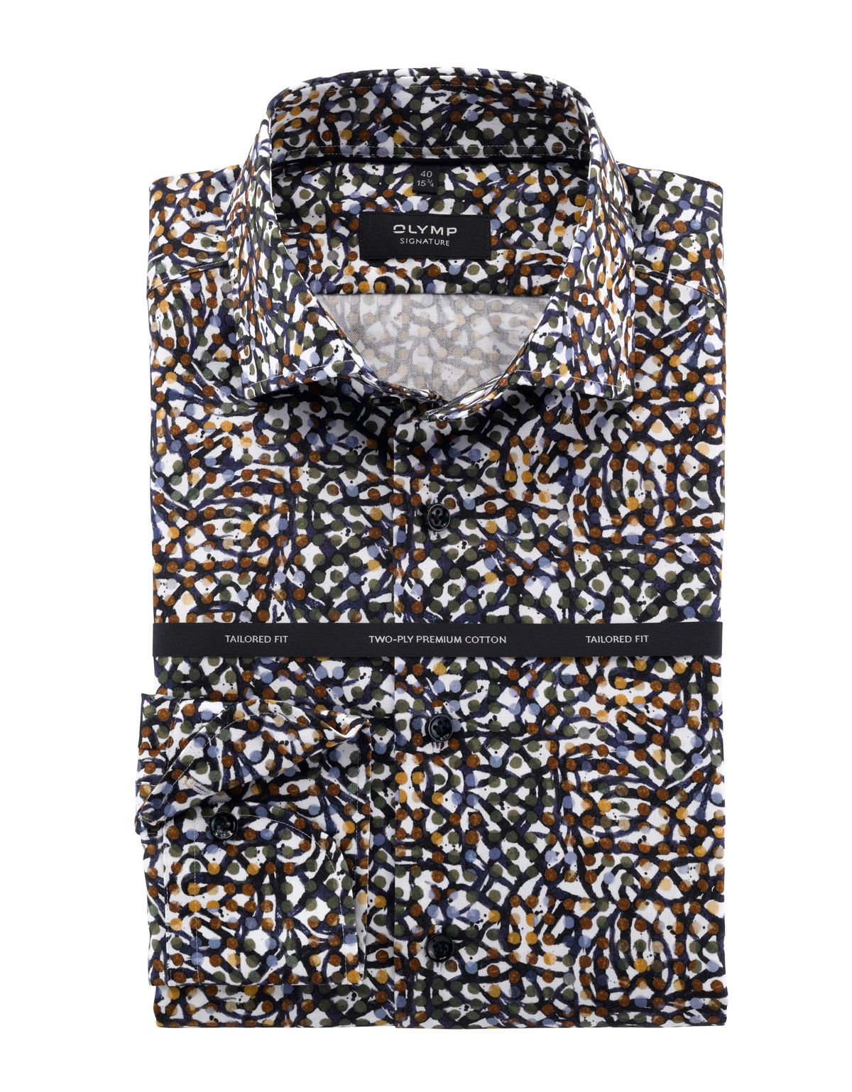 Рубашка мужская Olymp Signature с коричневым принтом
