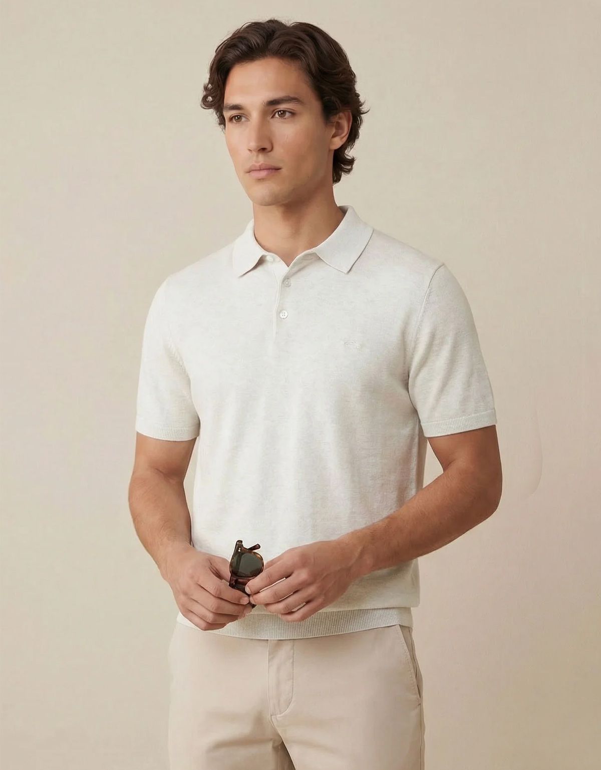 Поло мужское вязаное светлое Fynch-Hatton[СЛОНОВАЯ КОСТЬ]