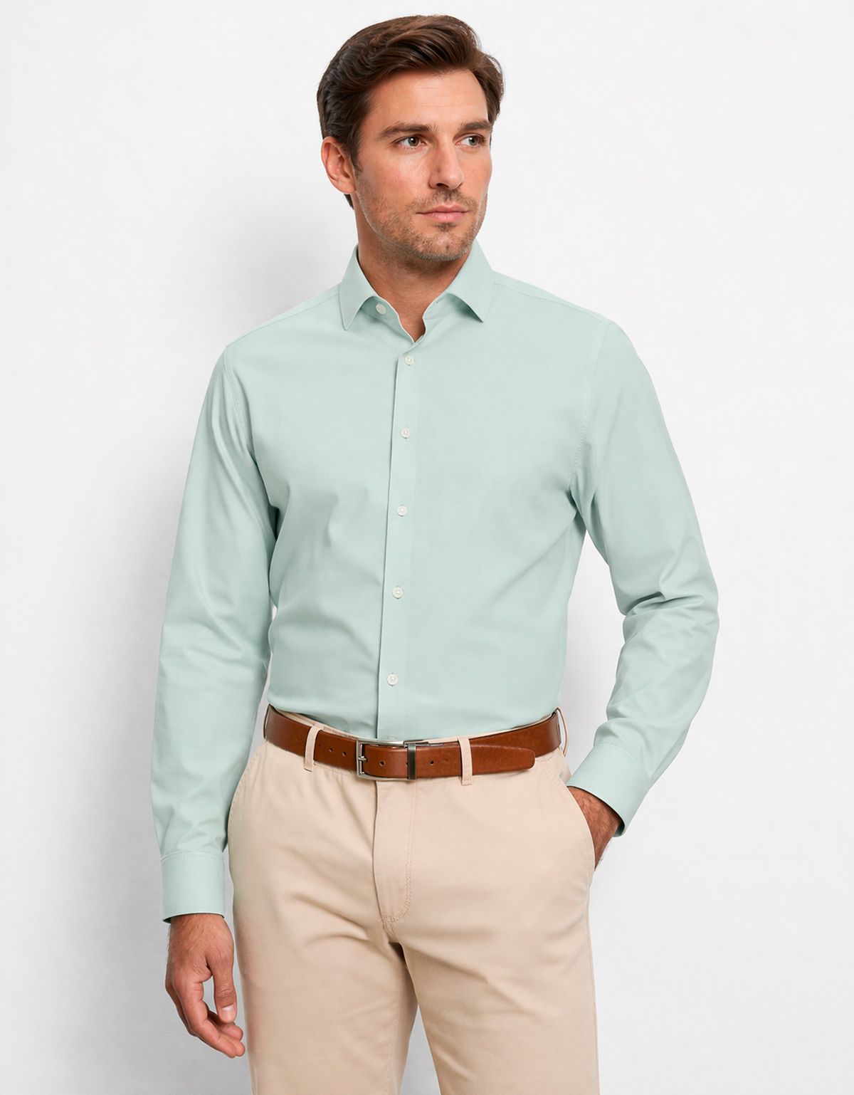 Рубашка классическая OLYMP, климат-контроль, body fit[ЗЕЛЁНЫЙ]