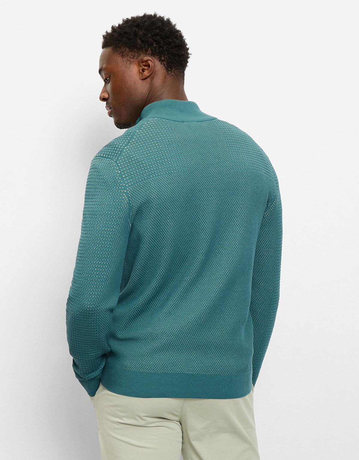 Свитер зелёный хлопковый с воротником на молнии Olymp | купить в интернет-магазине Olymp-Men