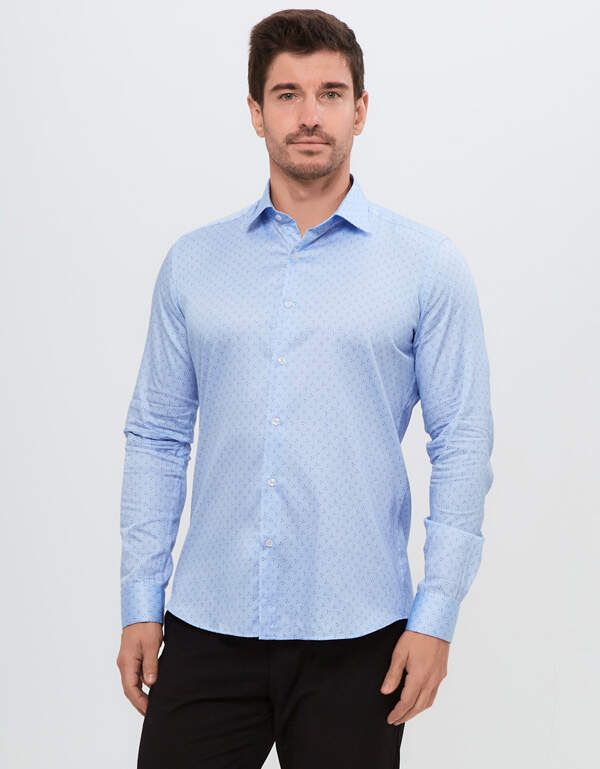 Рубашка мужская PLATIN с рисунком, slim fit, артикул 1080-106UF-PLT