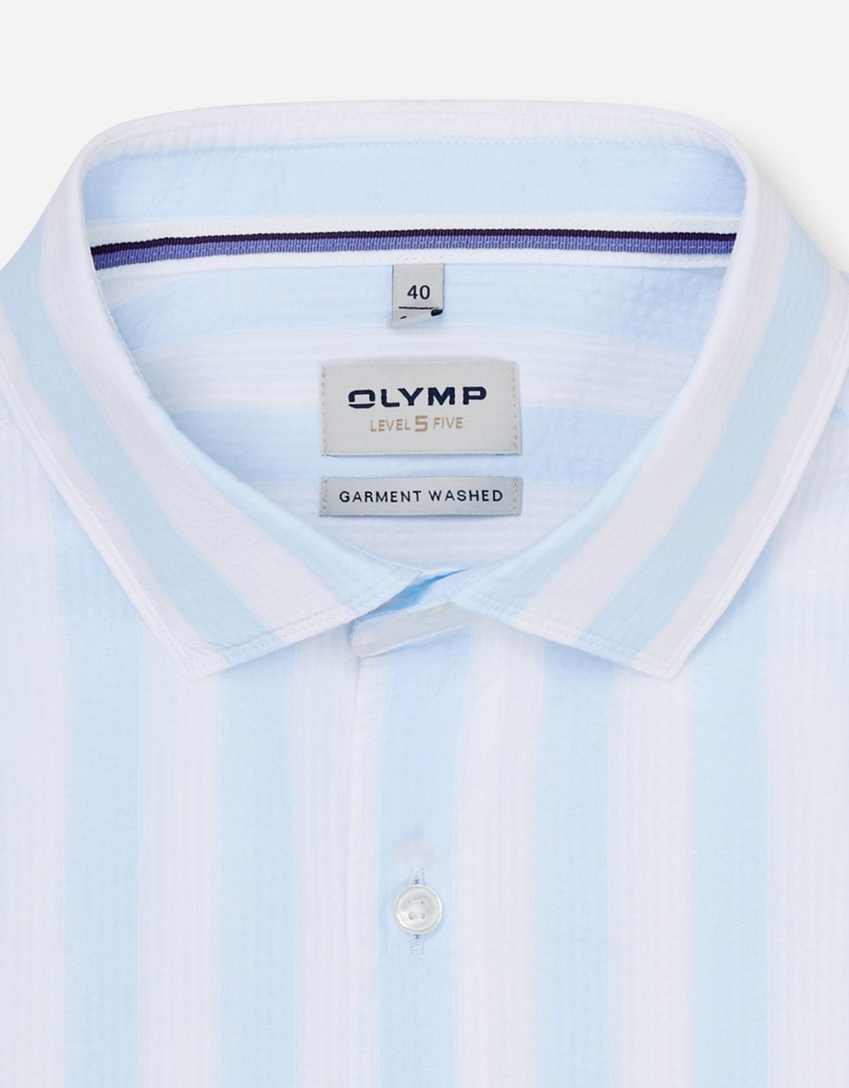 Рубашка в полоску Olymp из хлопка Garment wash с эффектом мягкости | купить в интернет-магазине Olymp-Men