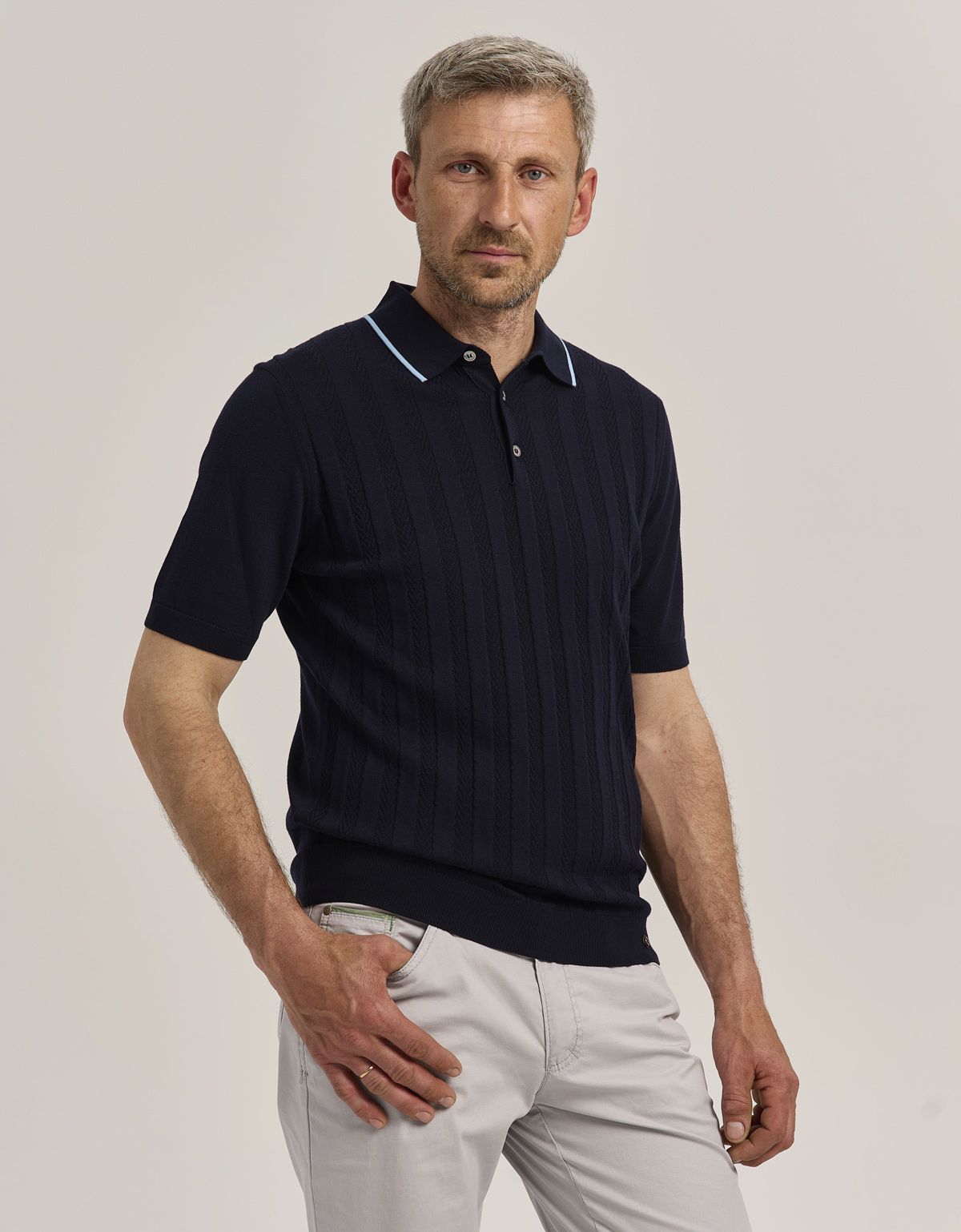 Поло мужское темно-синее на пуговицах Gratude | купить в интернет-магазине Olymp-Men