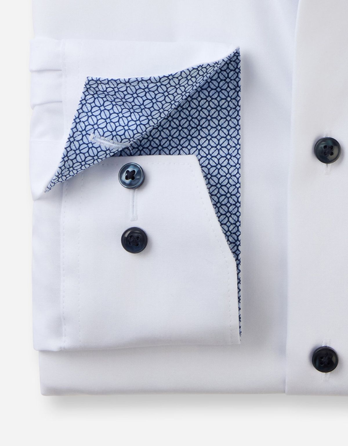 Рубашка белая мужская с синими пуговицами OLYMP Luxor Big | купить в интернет-магазине Olymp-Men