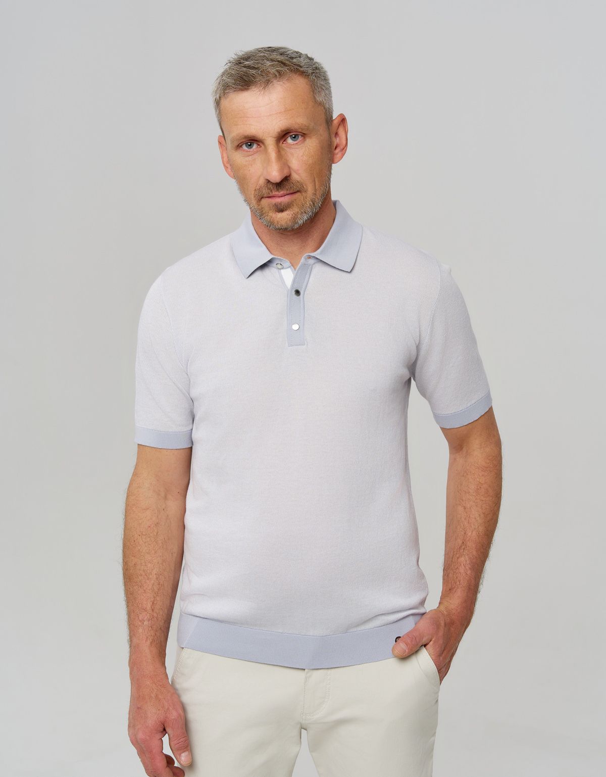 Поло голубое мужское на кнопках Gratude | купить в интернет-магазине Olymp-Men