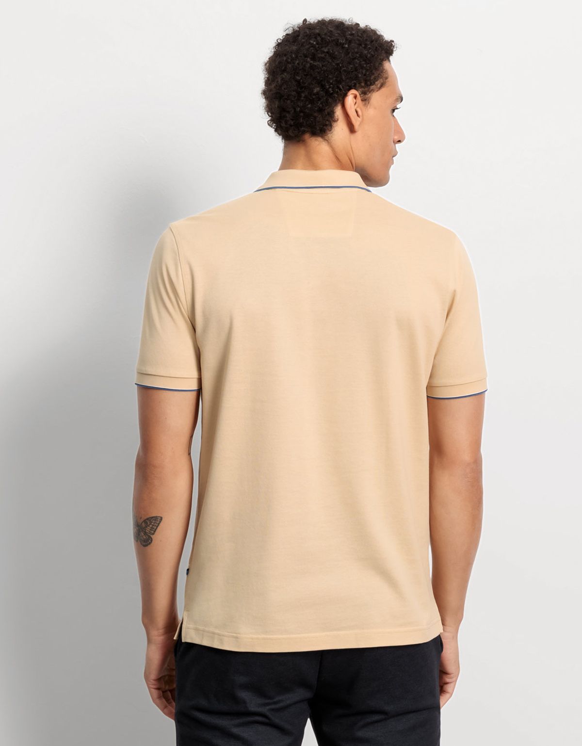 Поло мужское Olymp, бежевое с полосками на воротнике | купить в интернет-магазине Olymp-Men