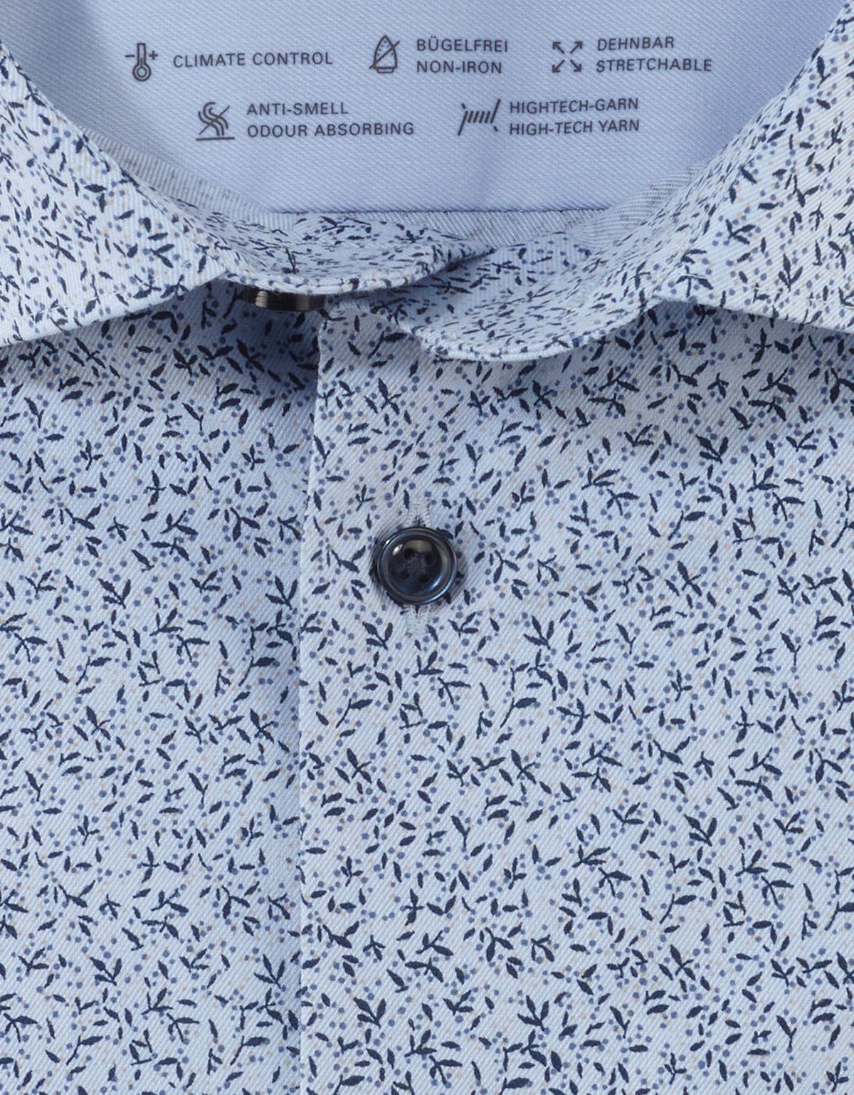 Рубашка голубая с принтом OLYMP Luxor, modern fit, климат-контроль | купить в интернет-магазине Olymp-Men