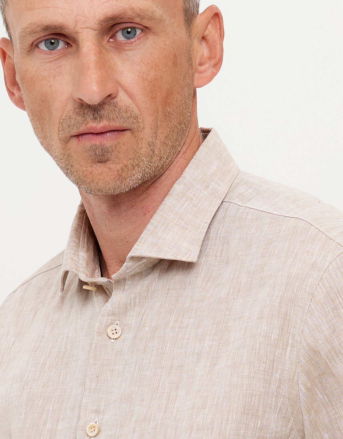 Льняная мужская бежевая рубашка Signature