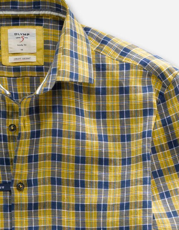 Рубашка льняная мужская в синюю клетку OLYMP | купить в интернет-магазине Olymp-Men