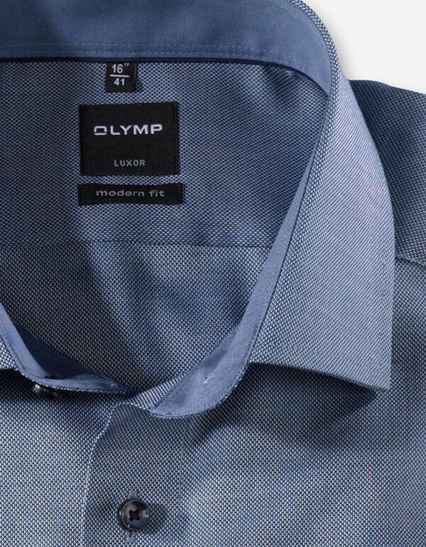 Деловая синяя рубашка OLYMP Modern fit, фактурная | купить в интернет-магазине Olymp-Men