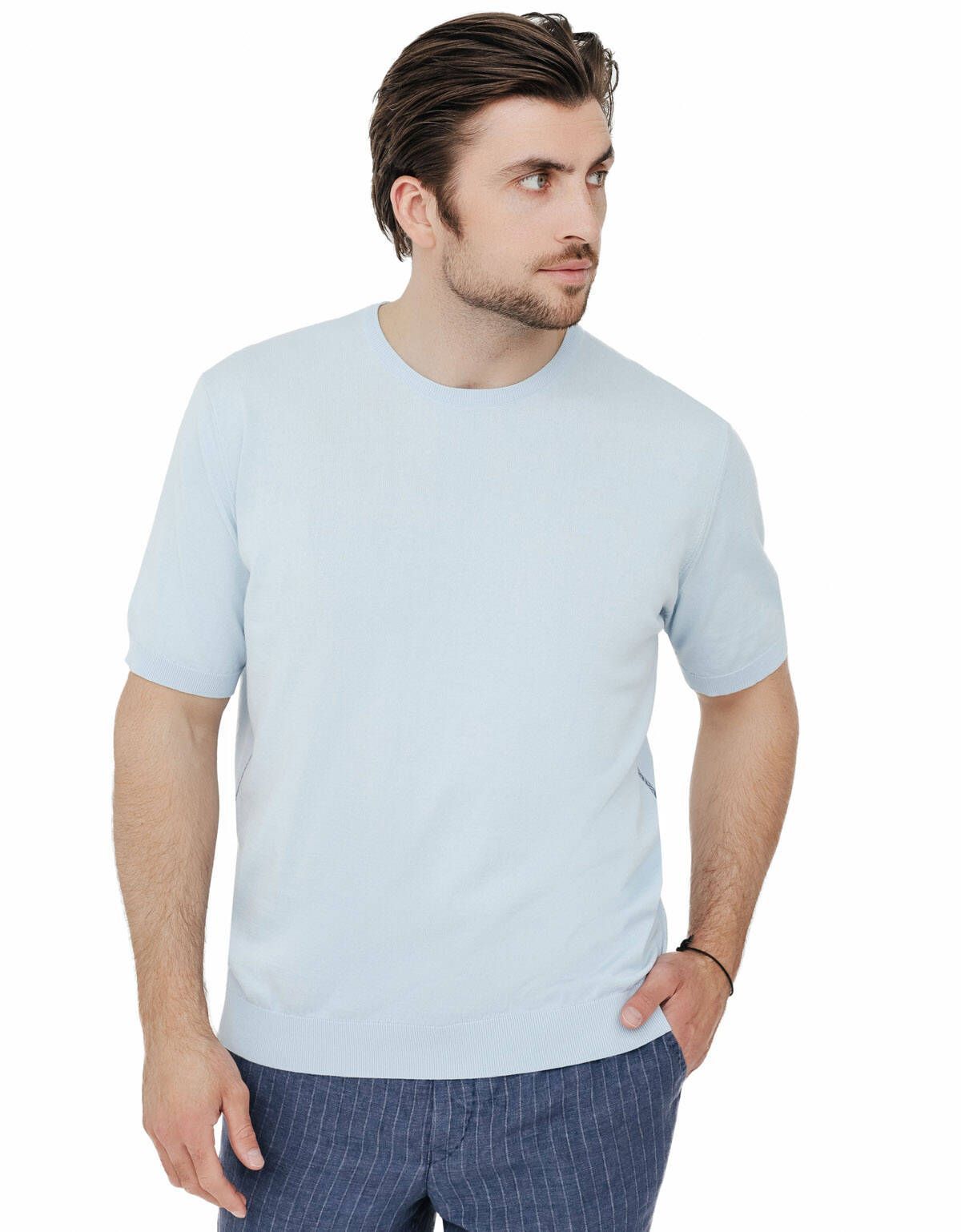 Джемпер голубой мужской с коротким рукавом Gratude | интернет-магазин Olymp-Men