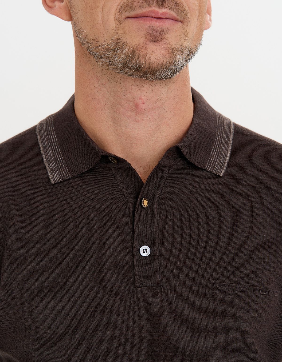 Поло коричневое с длинным рукавом Gratude на пуговицах | купить в интернет-магазине Olymp-Men