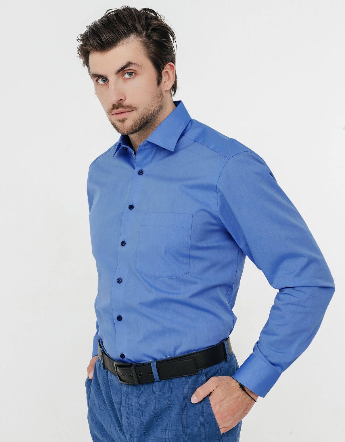 Комплект голубых рубашек Royal Class, прямые, 2 шт | купить в интернет-магазине Olymp-Men